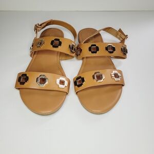 Rouge Sandals Women's Broen 7.5 Floral Grommets Buckle Ankle Straps Open-toe